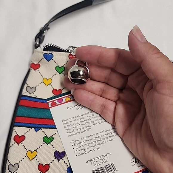 Brighton multi-color heart/bow coquette crossbody NWT flawed - Picture 3 of 9